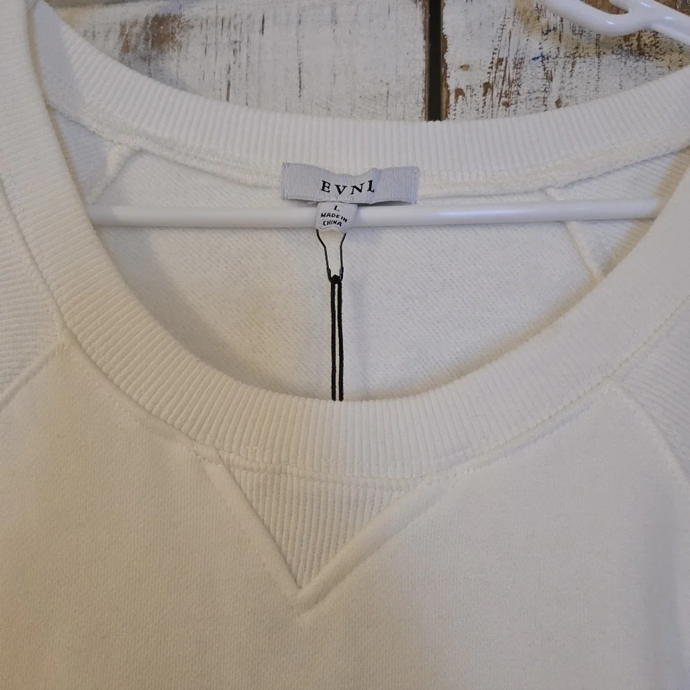 Lg sweatshirt dress  open back design, loose fit on top part ribbed round NWT - Picture 4 of 7